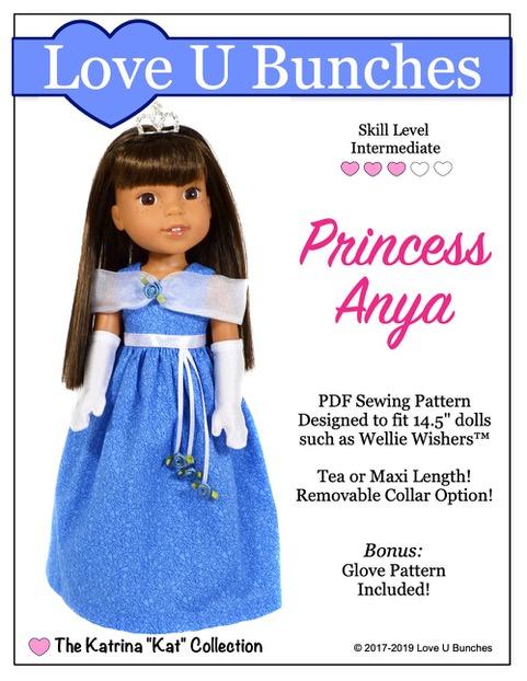 Love U Bunches WellieWishers Princess Anya 14.5" Doll Clothes Pattern Pixie Faire