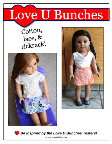 Love U Bunches 18 Inch Modern Classic Wrap Skirt 18" Doll Clothes Pattern Pixie Faire