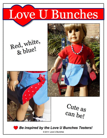 Love U Bunches 18 Inch Modern Classic Wrap Skirt 18" Doll Clothes Pattern Pixie Faire