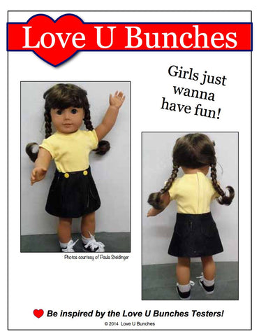 Love U Bunches 18 Inch Modern Classic Wrap Skirt 18" Doll Clothes Pattern Pixie Faire