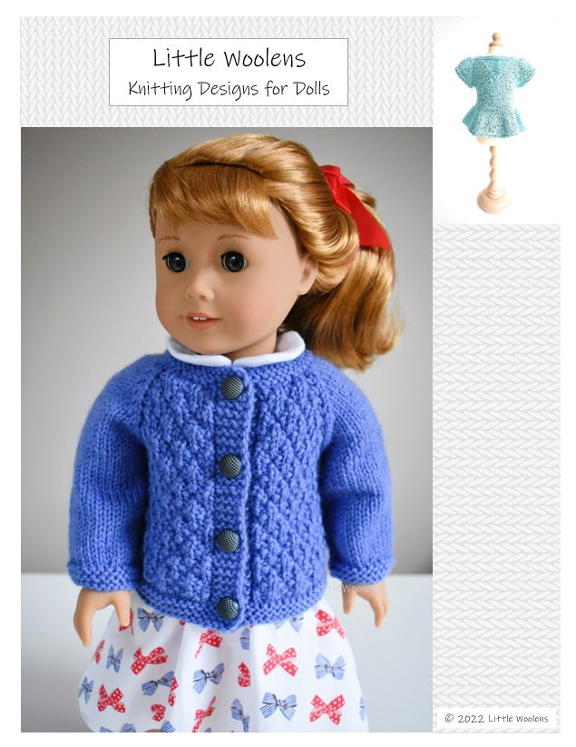 Little Woolens Designs Knitting Aspen Heights Quilted Jacket 18" Doll Clothes Knitting Pattern Pixie Faire