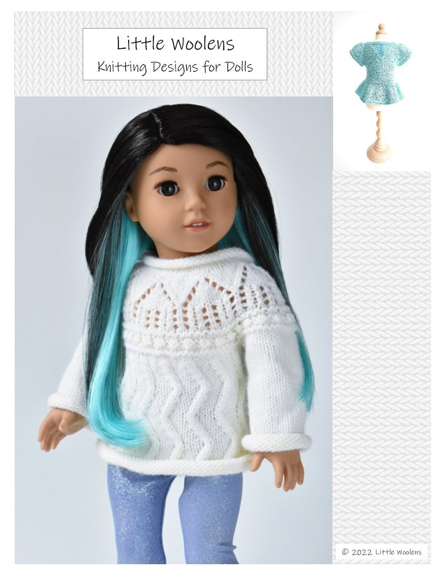 Little Woolens Designs Cabin Trails Knitted Sweater Doll Clothes Knitting  Pattern 18 Dolls