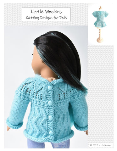 Little Woolens Designs Knitting Cabin Trails Knitted Sweater 18" Doll Clothes Knitting Pattern Pixie Faire