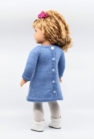 Little Woolens Designs Knitting Knots and Cables Dress 18" Doll Clothes Knitting Pattern Pixie Faire