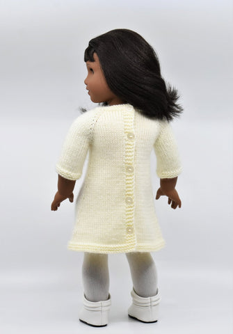 Little Woolens Designs Knitting Knots and Cables Dress 18" Doll Clothes Knitting Pattern Pixie Faire