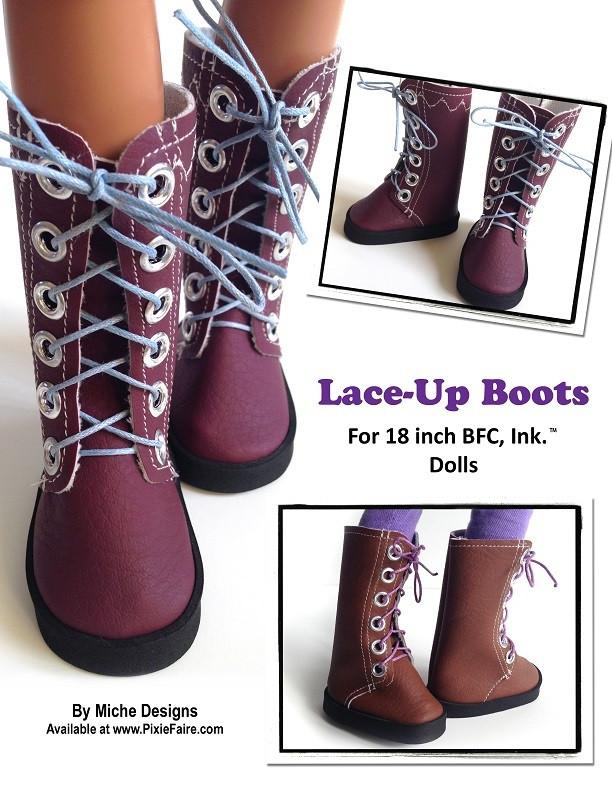 Miche Designs BFC Ink Lace Up Boots for BFC, Ink. Dolls Pixie Faire