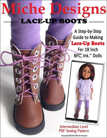 Miche Designs BFC Ink Lace Up Boots for BFC, Ink. Dolls Pixie Faire