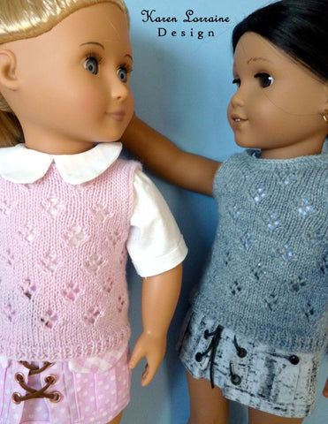 Karen Lorraine Design Knitting Lace Vest Knitting Pattern For 18" Dolls Pixie Faire