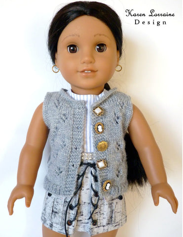 Karen Lorraine Design Knitting Lace Vest Knitting Pattern For 18" Dolls Pixie Faire