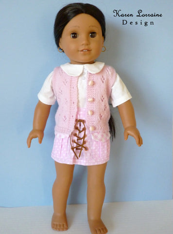 Karen Lorraine Design Knitting Lace Vest Knitting Pattern For 18" Dolls Pixie Faire