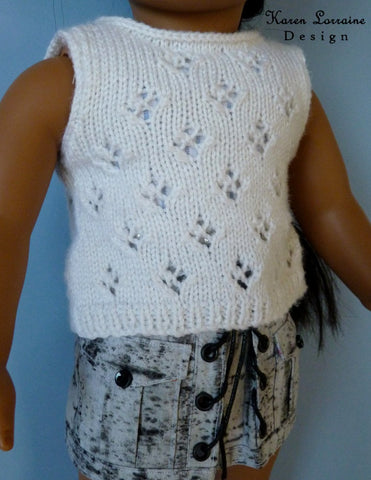 Karen Lorraine Design Knitting Lace Vest Knitting Pattern For 18" Dolls Pixie Faire
