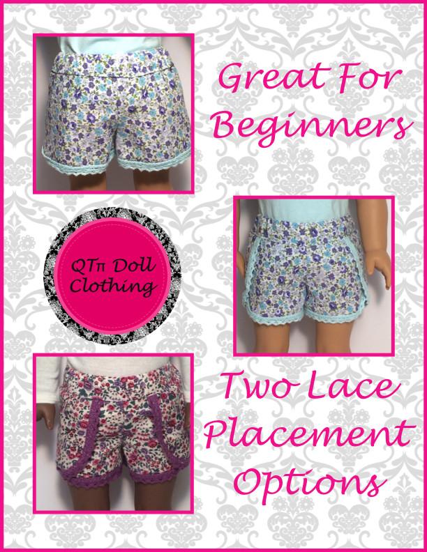 QTπ Doll Clothing 18 Inch Modern Lace Dolphin Shorts 18" Doll Clothes Pixie Faire