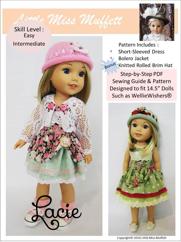 Little Miss Muffett WellieWishers Lacie 14.5" Doll Clothes Pattern Pixie Faire