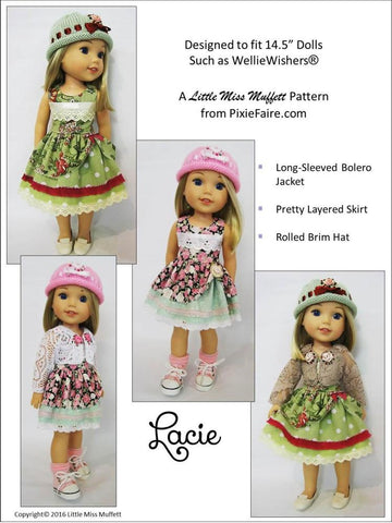 Little Miss Muffett WellieWishers Lacie 14.5" Doll Clothes Pattern Pixie Faire