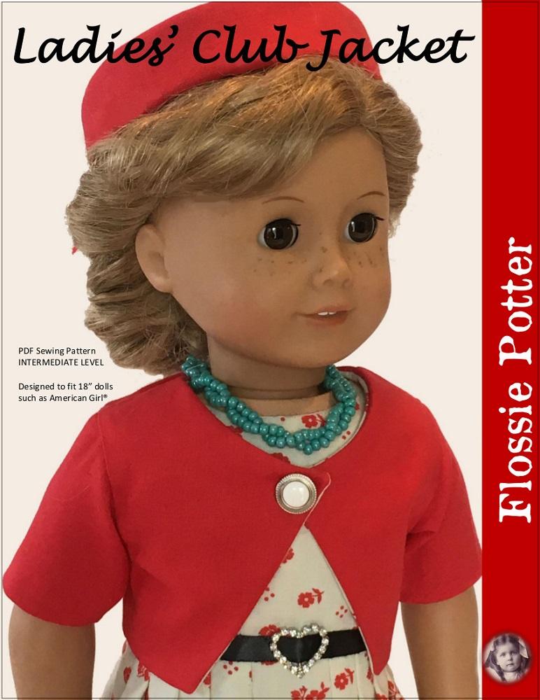 Flossie Potter 18 Inch Historical Ladies' Club Jacket 18" Doll Clothes Pattern Pixie Faire
