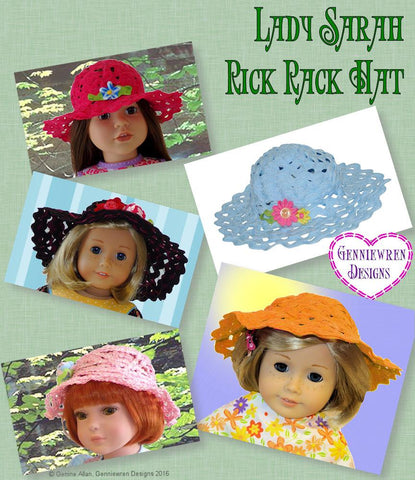 Genniewren 18 Inch Modern Lady Sarah Rick Rack Hat 18" Doll Accessories Pixie Faire