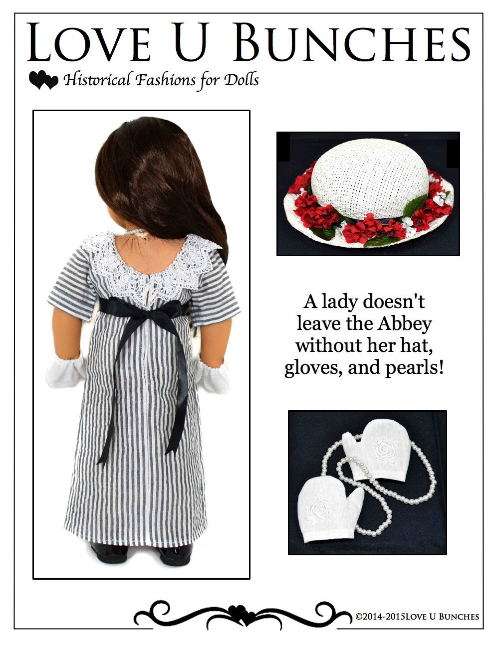 Love U Bunches 18 Inch Historical Lady Lilly's Tea Dress 18" Dolls Pixie Faire