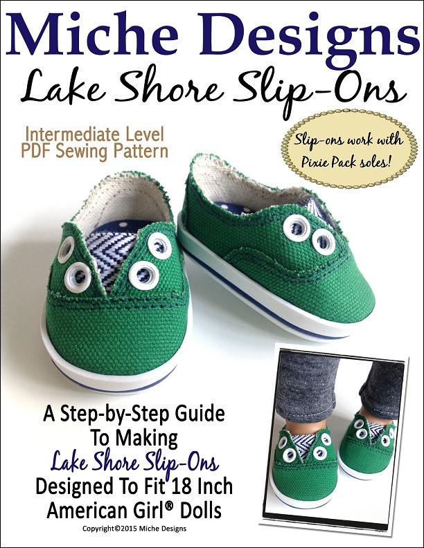 Miche Designs Shoes Lake Shore Slip-Ons 18" Doll Shoes Pixie Faire