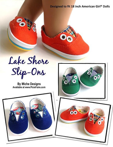Miche Designs Shoes Lake Shore Slip-Ons 18" Doll Shoes Pixie Faire