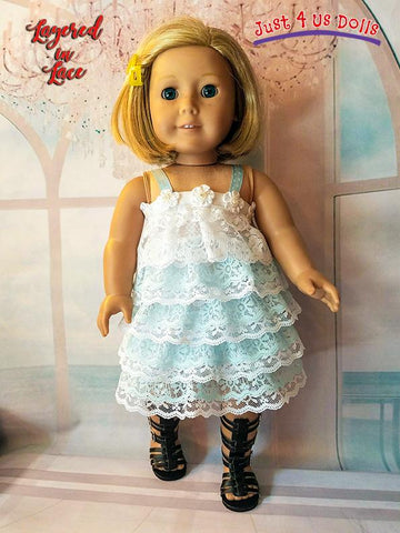 Just 4 Us Dolls 18 Inch Modern Layered In Lace 18" Doll Clothes Pattern Pixie Faire