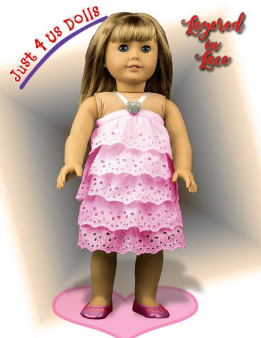Just 4 Us Dolls 18 Inch Modern Layered In Lace 18" Doll Clothes Pattern Pixie Faire