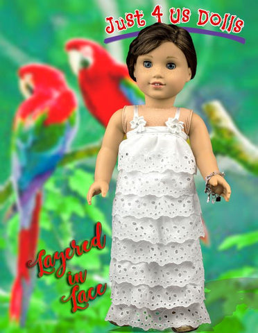 Just 4 Us Dolls 18 Inch Modern Layered In Lace 18" Doll Clothes Pattern Pixie Faire