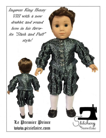 Stitchery By Snowflake 18 Inch Historical Le Premier Prince 18" Doll Clothes Pattern Pixie Faire