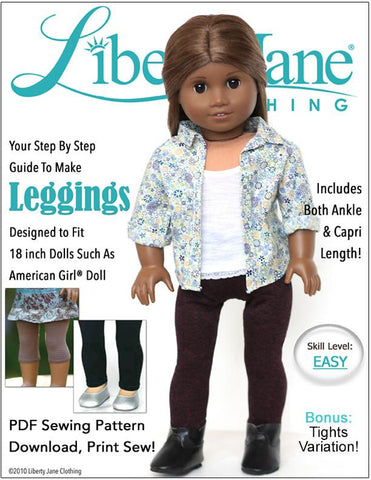 Liberty Jane 18 Inch Modern Leggings 18" Doll Clothes Pattern Pixie Faire