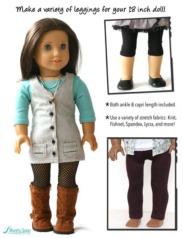 Liberty Jane 18 Inch Modern Leggings 18" Doll Clothes Pattern Pixie Faire