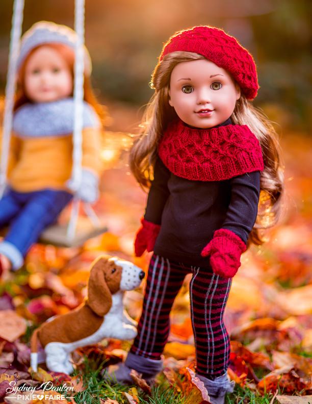 A Little Knitty Knitting A Snowy Walk 18" Doll Knitting Pattern Pixie Faire
