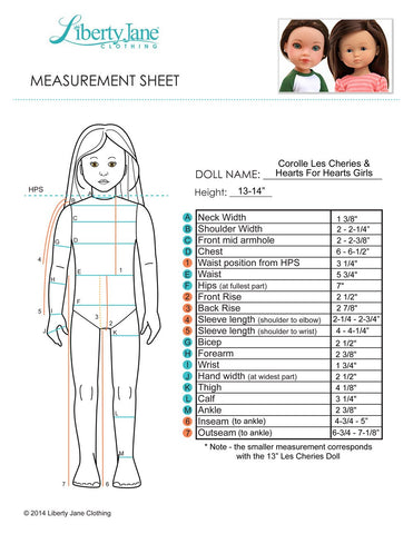 Liberty Jane H4H/Les Cheries FREE T-Shirt Pattern for 13 -14 inch Dolls Pixie Faire