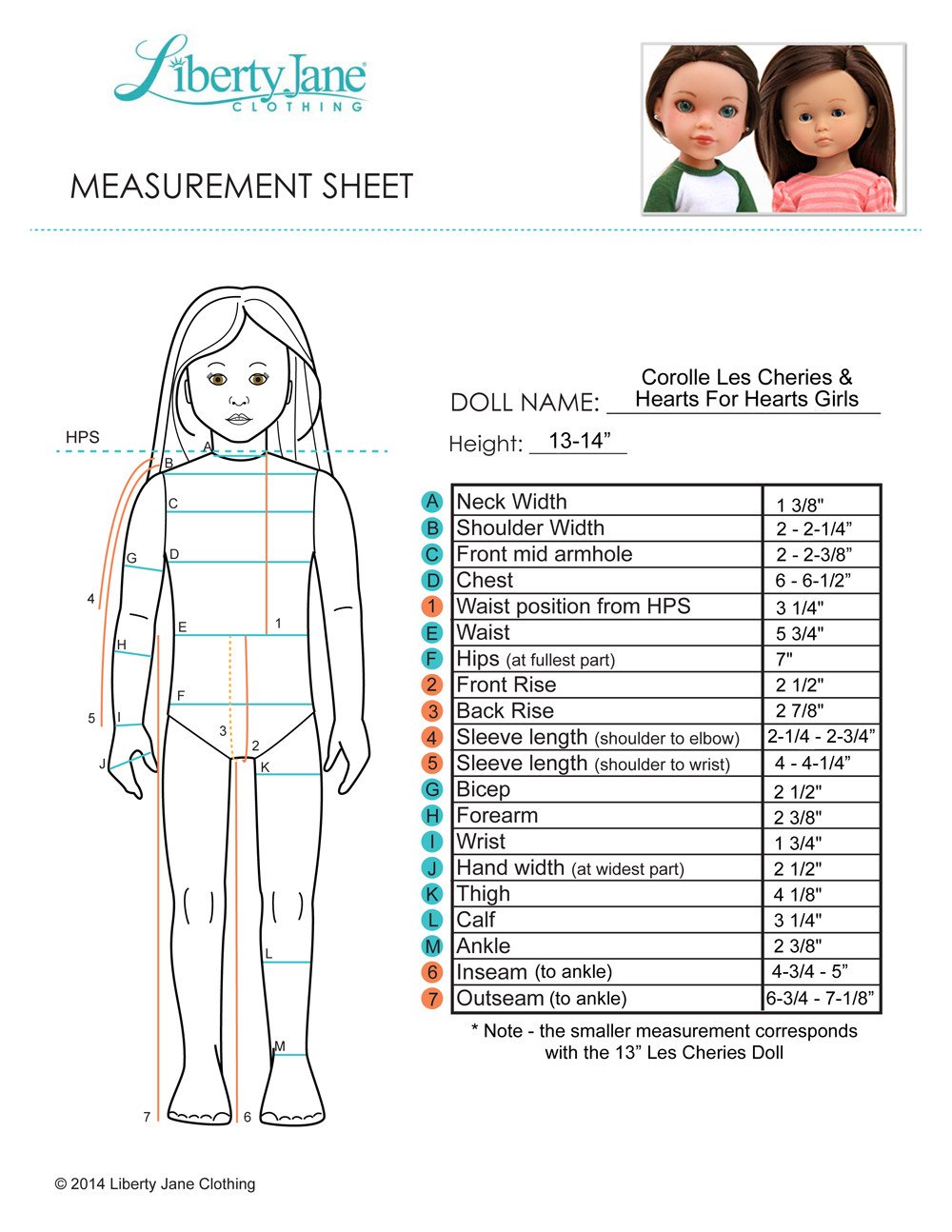 Liberty Jane H4H/Les Cheries Skinny Jeans and Shorts Pattern for Les Cheries and Hearts For Hearts Girls Dolls Pixie Faire