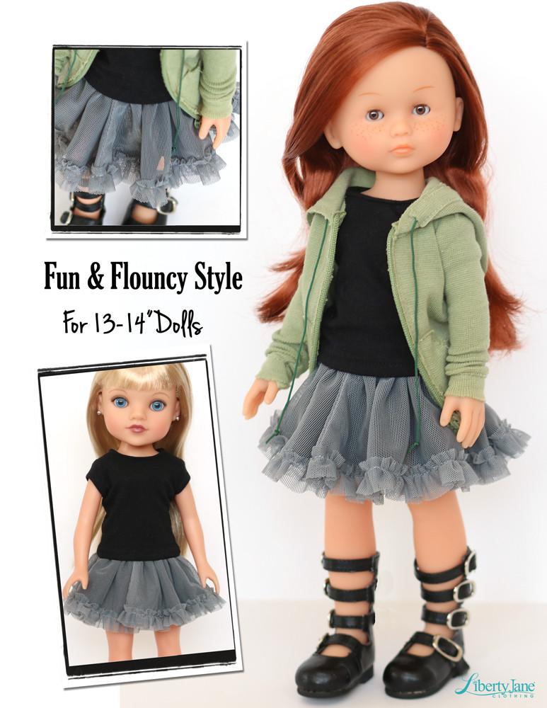 Liberty Jane WellieWishers Picture Day Tee and Skirt 14.5 Inch Doll Clothes Pattern Pixie Faire
