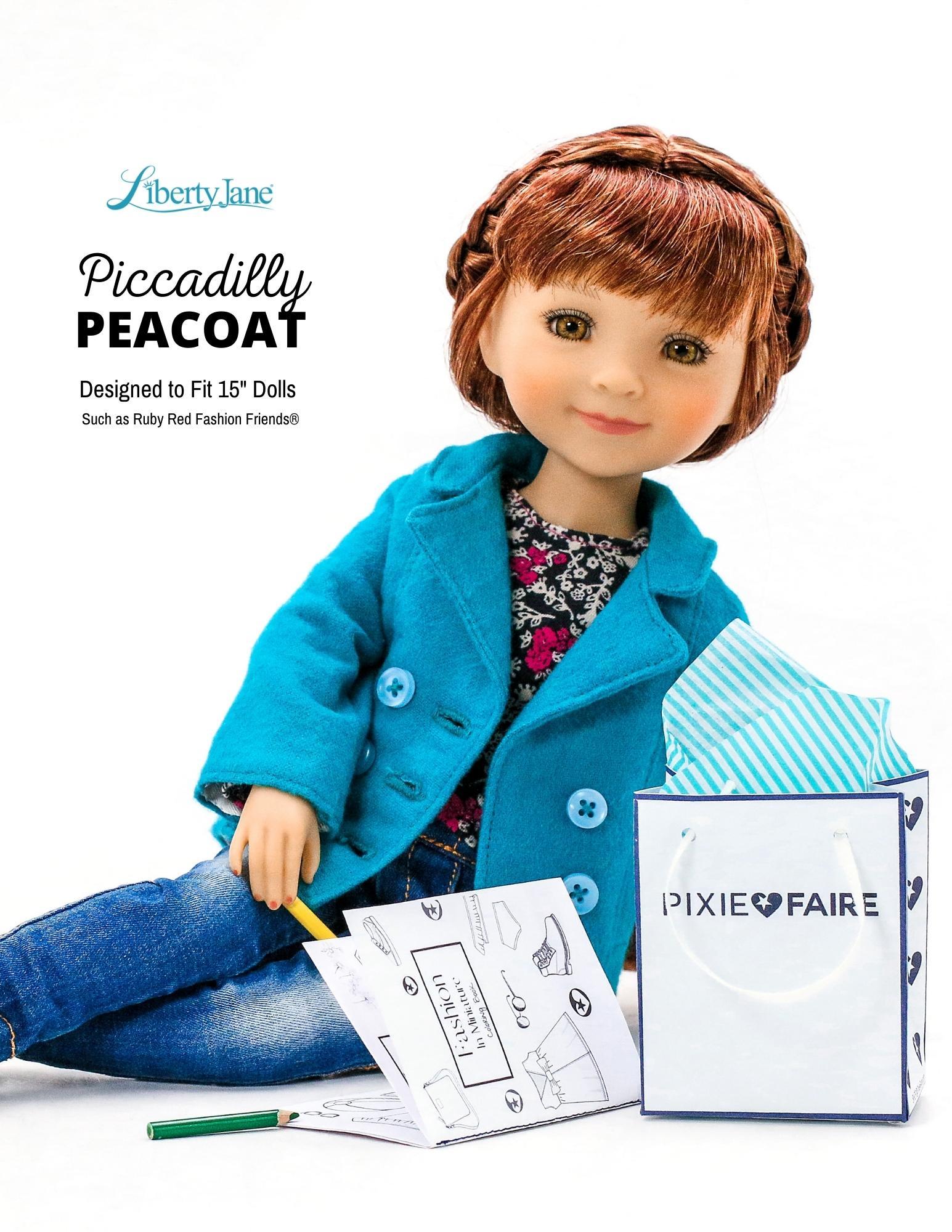 Liberty Jane Ruby Red Fashion Friends Piccadilly Peacoat Pattern for 15" Ruby Red Fashion Friends Dolls Pixie Faire