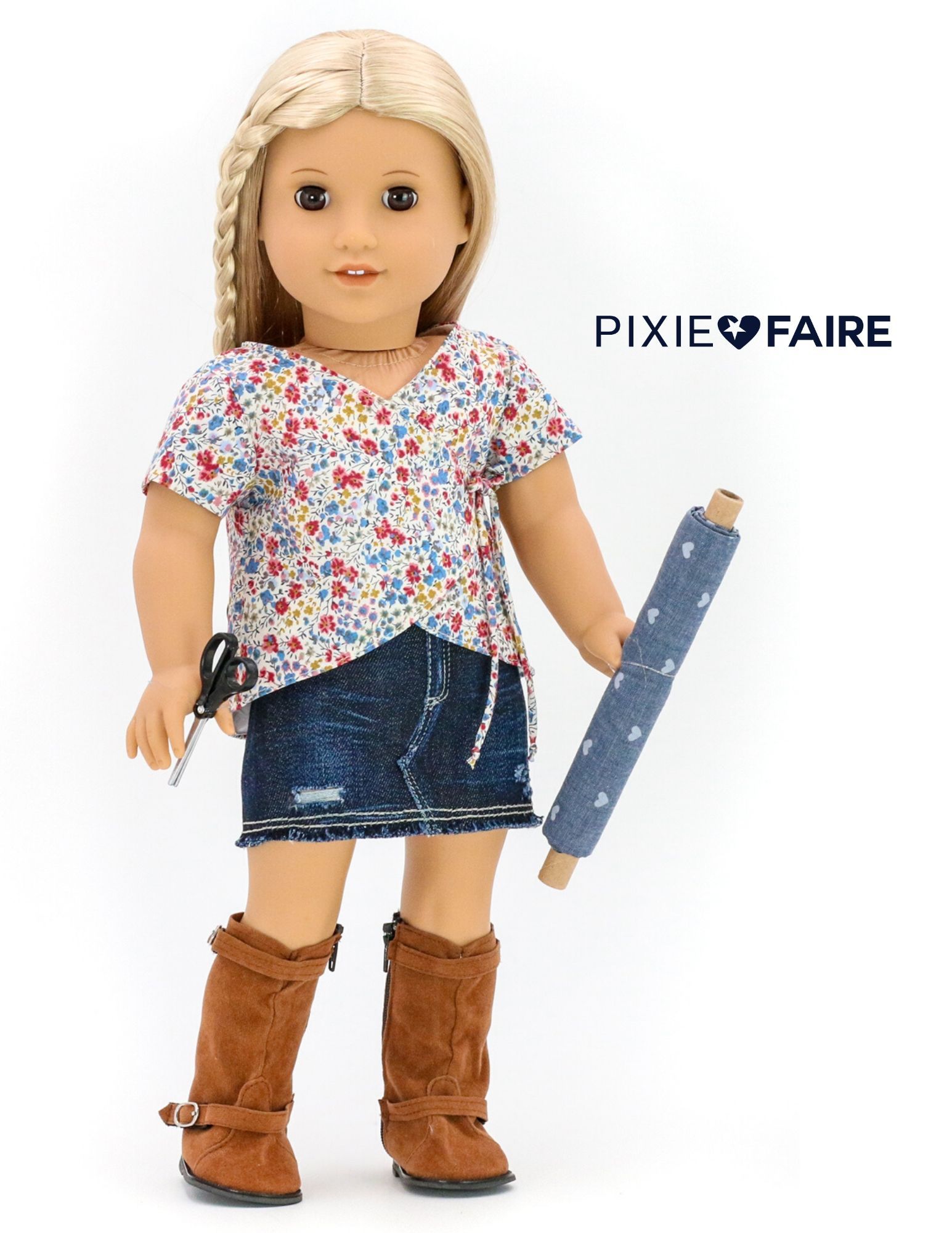 Liberty Jane 18 Inch Modern Denim Mini Skirt 18" Doll Clothes Pattern Pixie Faire