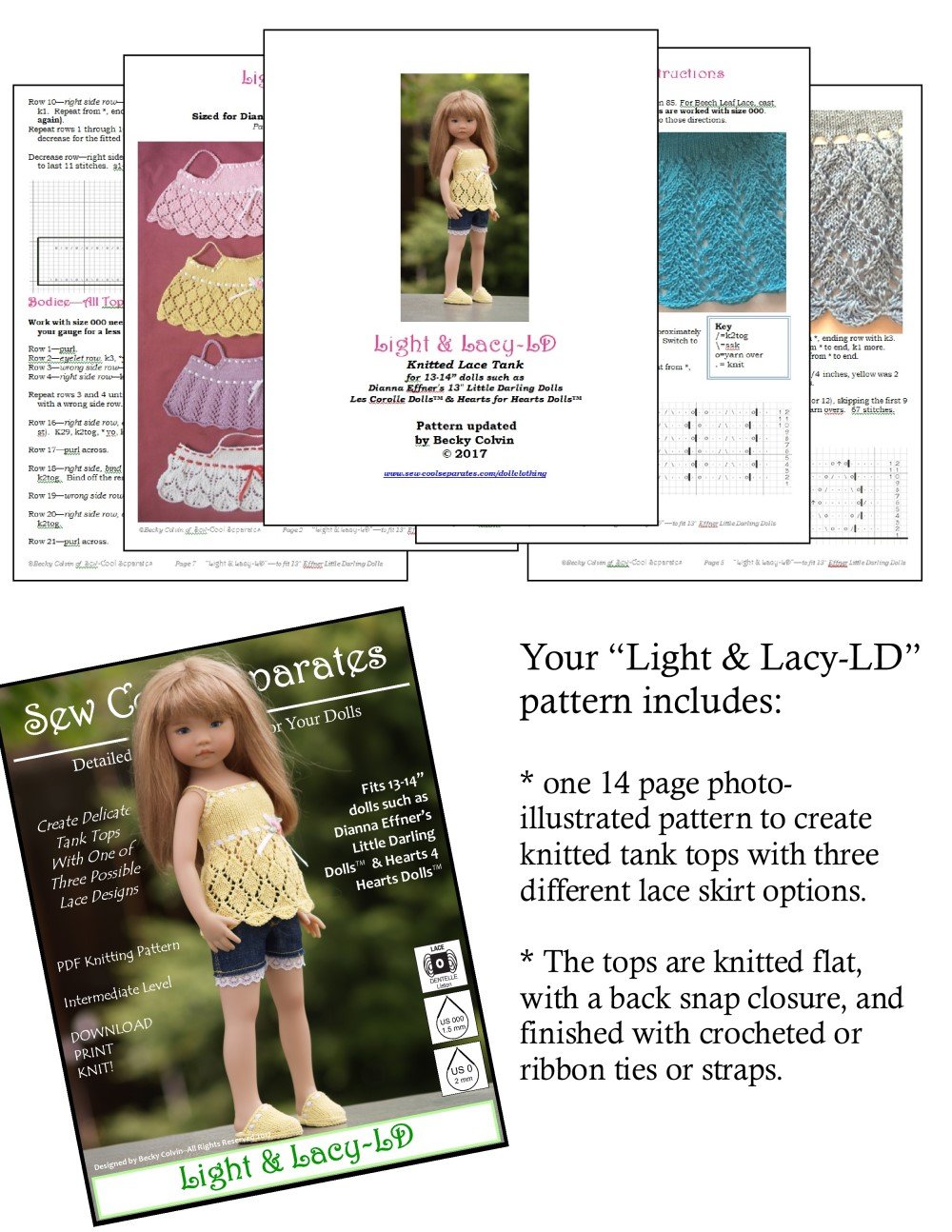 Sew Cool Separates Little Darling Light & Lacy Knitting Pattern for Little Darling Dolls Pixie Faire