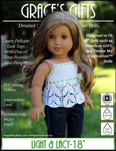 Grace's Gifts Knitting Light & Lacy 18" Doll Knitting Pattern Pixie Faire