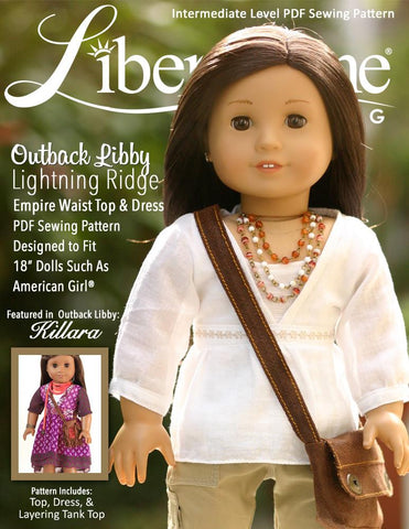 Liberty Jane 18 Inch Modern Lightning Ridge Top and Killara Dress 18" Doll Clothes Pattern Pixie Faire