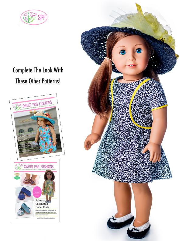 Sweet Pea Fashions 18 Inch Modern Lilibet Dress 18" Doll Clothes Pattern Pixie Faire