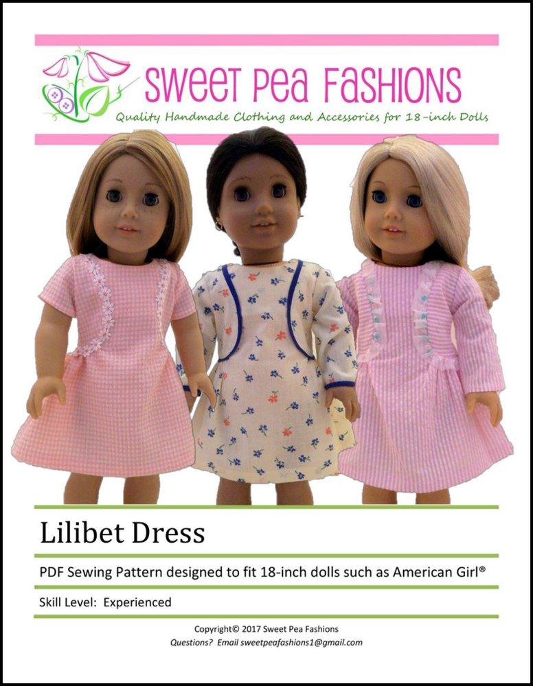 Sweet Pea Fashions 18 Inch Modern Lilibet Dress 18" Doll Clothes Pattern Pixie Faire