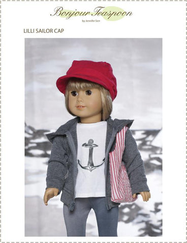 Bonjour Teaspoon 18 Inch Modern Lilli Sailor Cap 18" Doll Accessory Pattern Pixie Faire