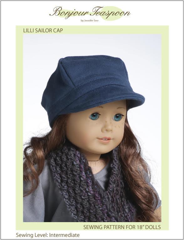 Bonjour Teaspoon 18 Inch Modern Lilli Sailor Cap Pattern for Kids and 18" Dolls Pixie Faire
