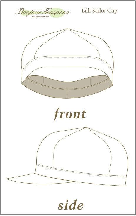 Bonjour Teaspoon 18 Inch Modern Lilli Sailor Cap Pattern for Kids and 18" Dolls Pixie Faire