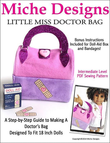 Miche Designs 18 Inch Modern Little Miss Doctor Bag 18" Doll Accessory Pattern Pixie Faire