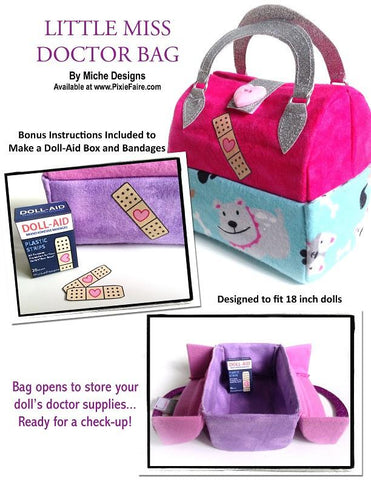 Miche Designs 18 Inch Modern Little Miss Doctor Bag 18" Doll Accessory Pattern Pixie Faire