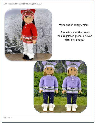 Knitting Little Designs Knitting Little Flock and Flowers 18" Doll Clothes Knitting Pattern Pixie Faire