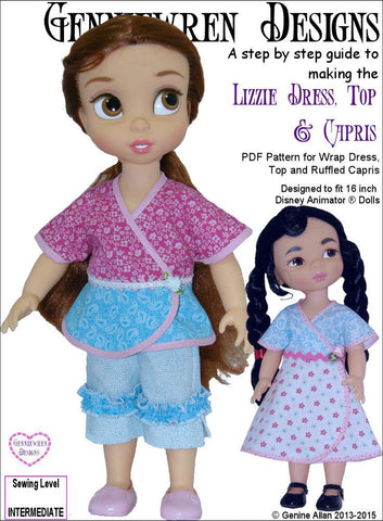 Genniewren Disney Doll Lizzie - Dress, Top and Capri Pants Pattern for Disney Animator Dolls Pixie Faire