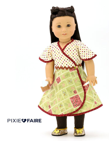 Genniewren 18 Inch Modern Lizzie - Wrap Dress, Top & Capris 18" Doll Clothes Pattern Pixie Faire