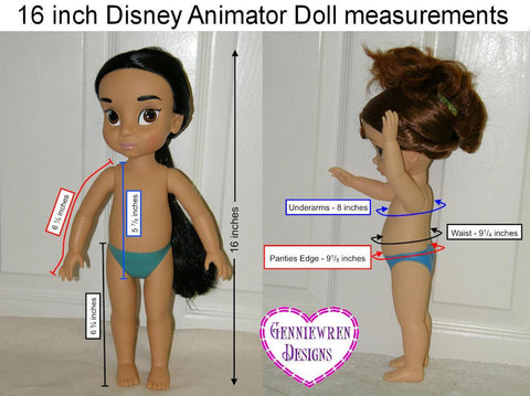 Genniewren Disney Doll Lizzie - Dress, Top and Capri Pants Pattern for Disney Animator Dolls Pixie Faire