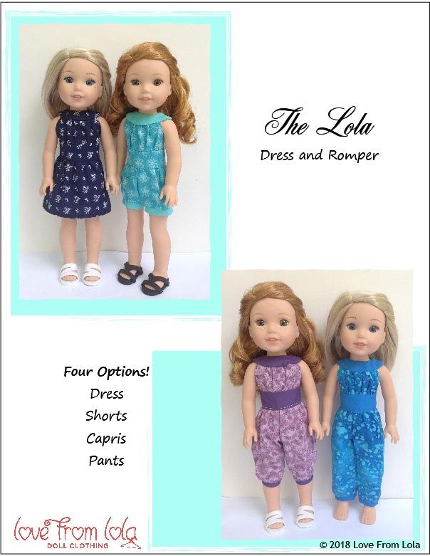 Love From Lola WellieWishers The Lola Dress and Romper 14-14.5" Doll Clothes Pattern Pixie Faire